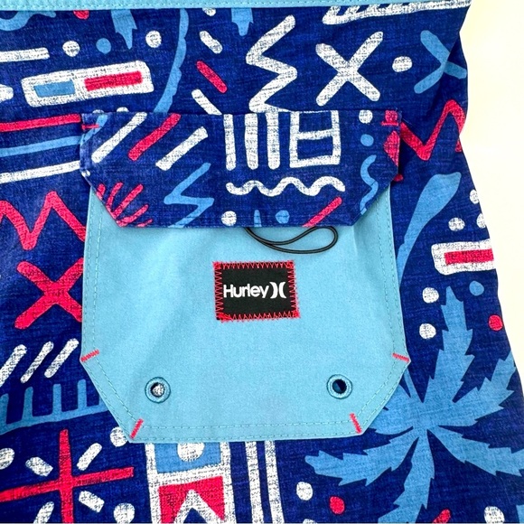 Hurley Phantom Blue and Red Graphic Swim Shorts - Picture 6 of 10